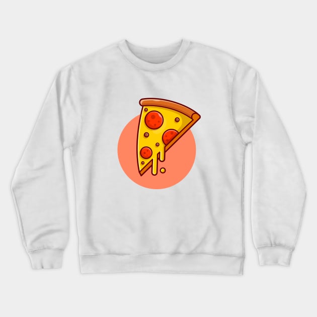 Pizza Melted Cartoon Vector Icon Illustration Crewneck Sweatshirt by Catalyst Labs